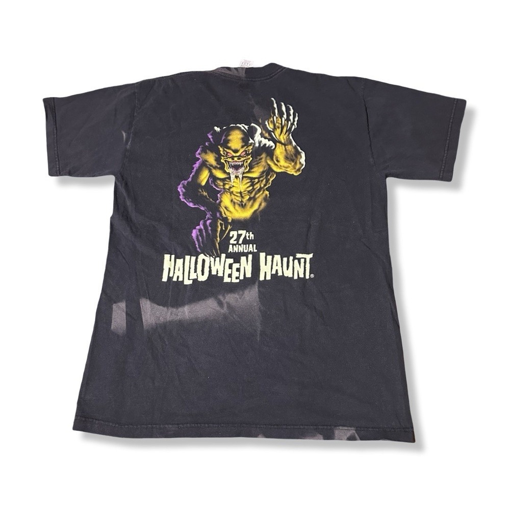 VTG Knott's Scary Farm TShirt Black 27th Annual Halloween Haunt 2000 Y2K Glow L